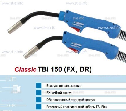 Горелка для полуавтоматической сварки TBi 150-blue-ESG, длина 3 метра - st-e.info - Липецк